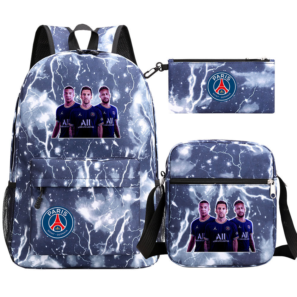 Mbappe Football Player Football Player School Backpack Shoulder Bag Pencil Bags 3pcs Set