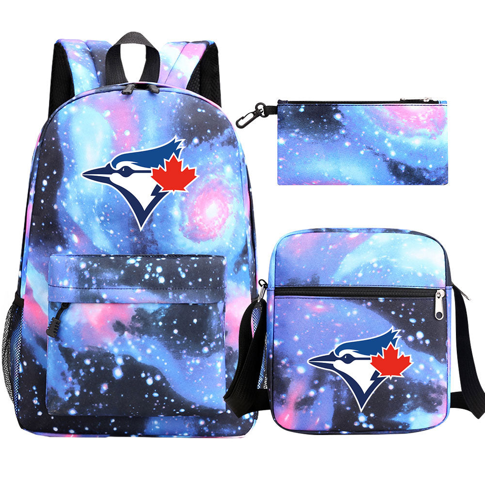 Toronto Blue Jays Baseball School Backpack Shoulder Bag Pencil Bags 3pcs Set