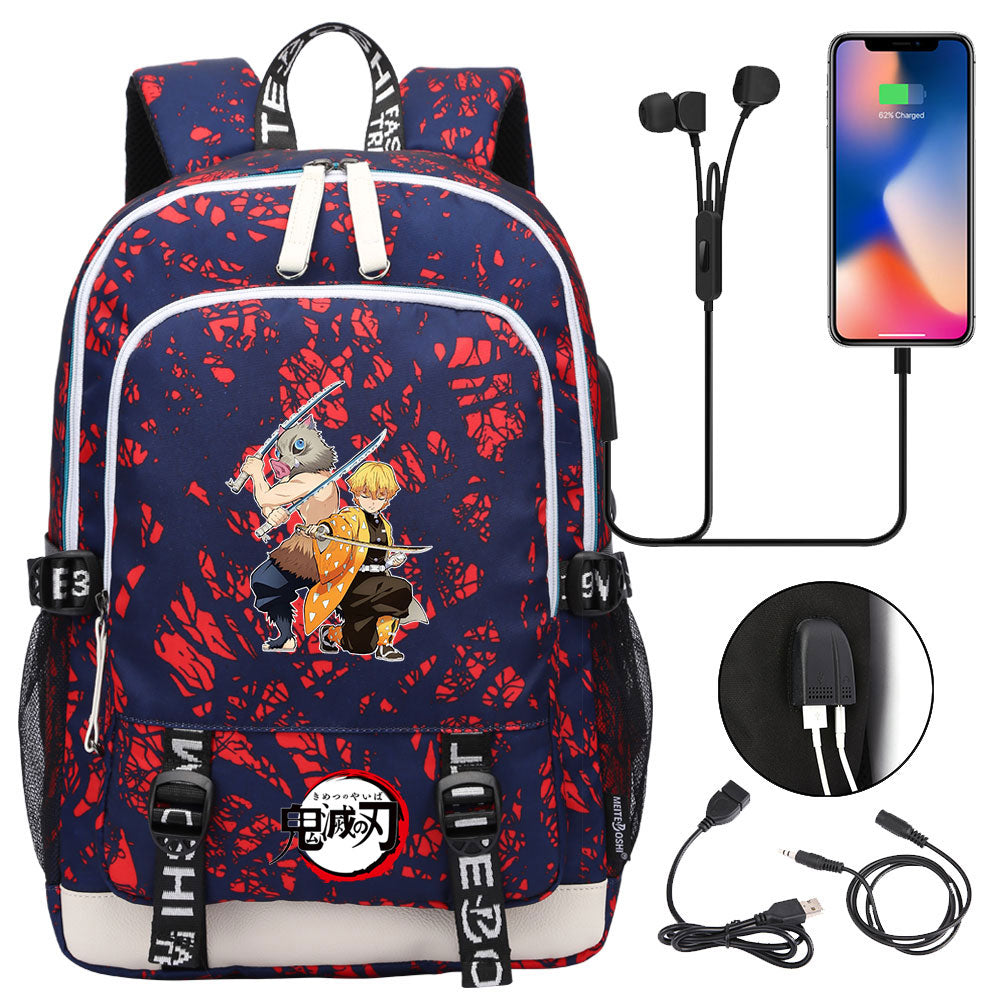 Demon Slayer Kimetsu No Yaiba USB Charging Backpack School Note Book Laptop Travel Bags