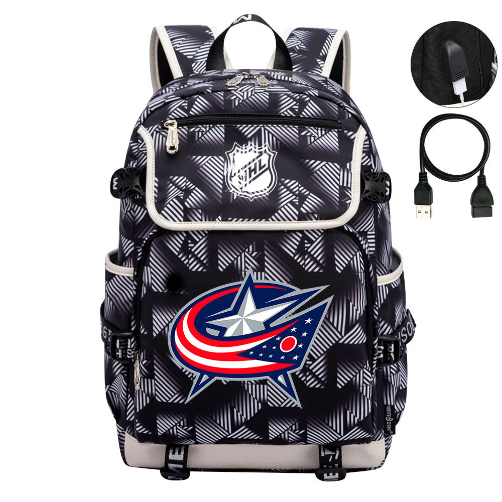 Columbus Blue Jackets Hockey League Backpack School Notebook Travel Bag