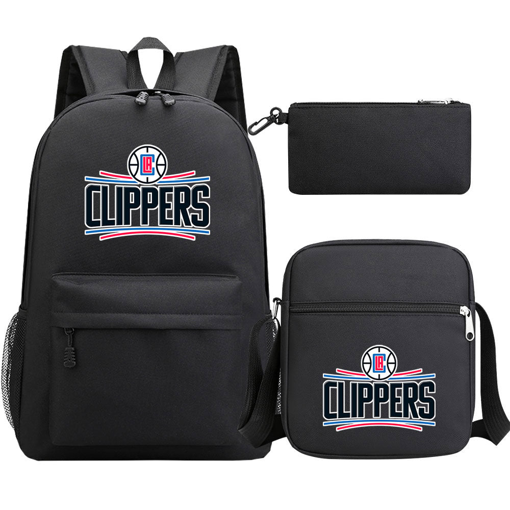 Los Angeles Clippers Basketball School Backpack Shoulder Bag Pencil Bags 3pcs Set