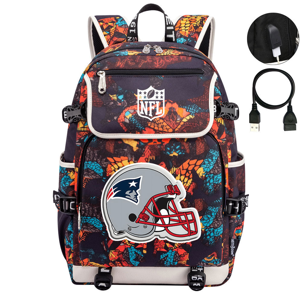 New England Patriots Football Rugby Backpack School Notebook Travel Bags