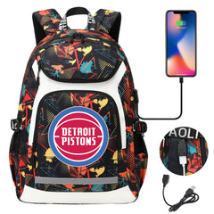 Detroit Pistons Backpack School Notebook Travel Bags With USB