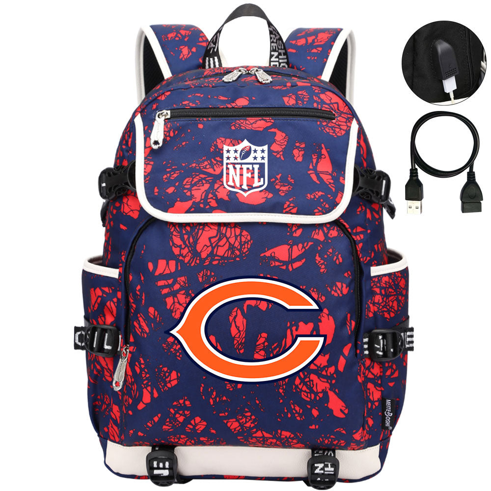 Chicago Bears Football Team Rugby Backpack School Notebook Travel Bag