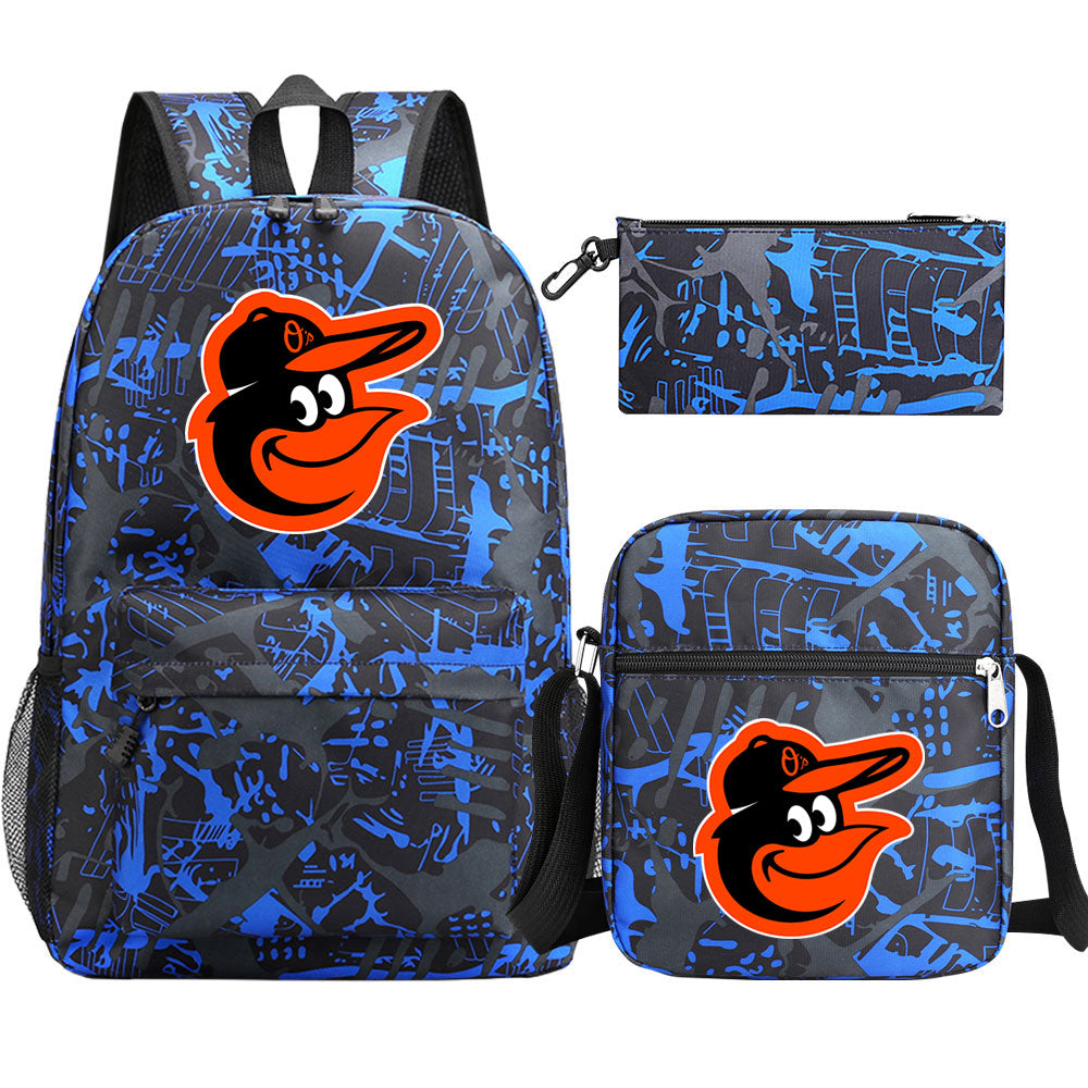 Baltimore Orioles Baseball School Backpack Shoulder Bag Pencil Bags 3pcs Set
