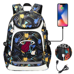 Miami Heat Backpack School Notebook Travel Bags With USB