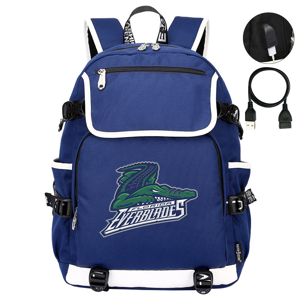 Florida Everblades Hockey League Backpack School Notebook Travel Bag