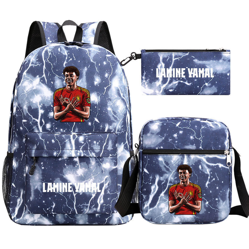 Lamine Yamal Football Player School Backpack Shoulder Bag Pencil Bags 3pcs Set