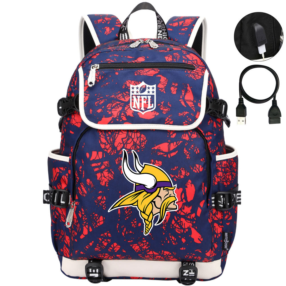Minnesota Vikings Football Rugby Backpack School Notebook Travel Bags