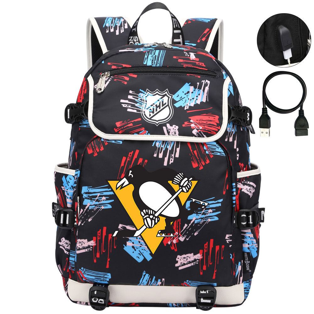 Pittsburgh Penguins Hockey League Backpack School Notebook Travel Bag