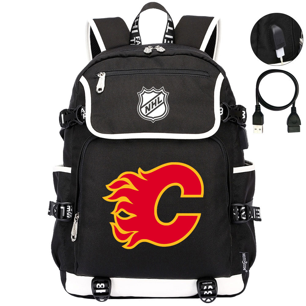 Calgary Flames Hockey League Backpack School Notebook Travel Bag