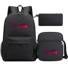 Atlanta Braves Baseball School Backpack Shoulder Bag Pencil Bags 3pcs Set