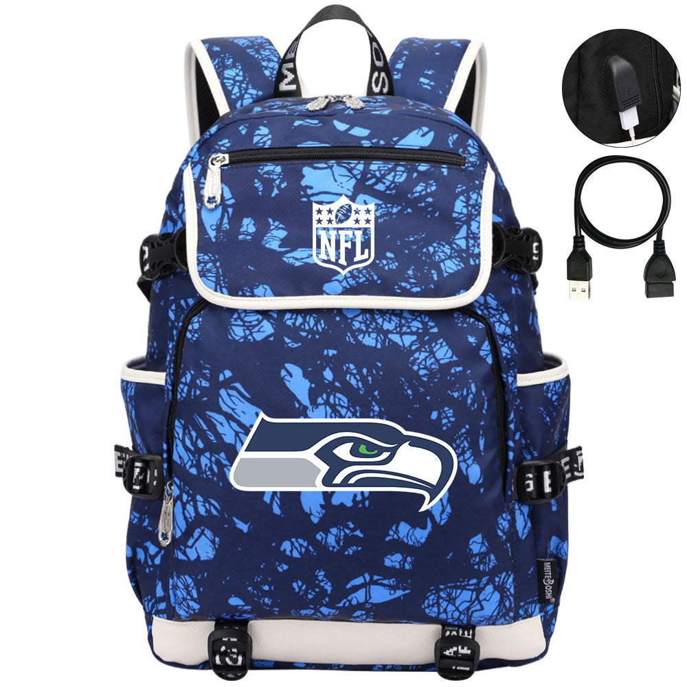 Seattle Seahawks Football Rugby Backpack School Notebook Travel Bags