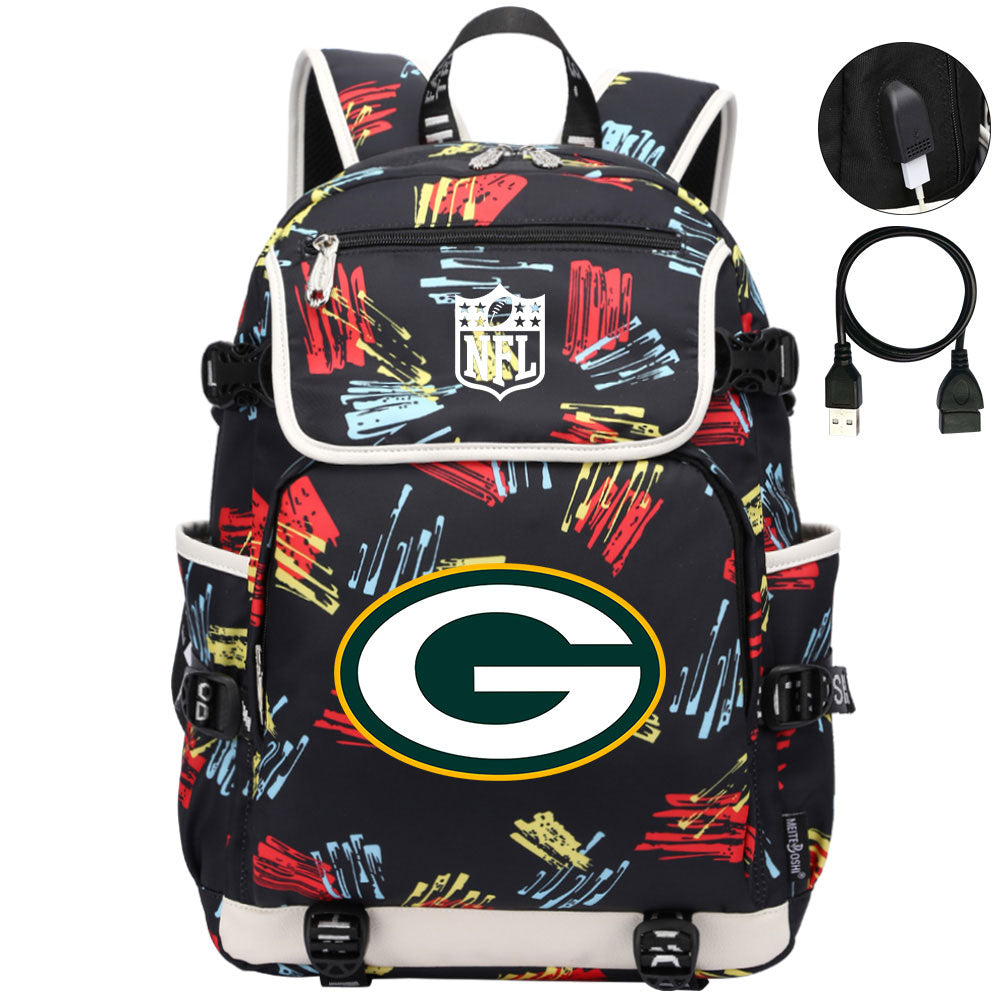 Green Bay Packers Football Team Rugby Backpack School Notebook Travel Bag