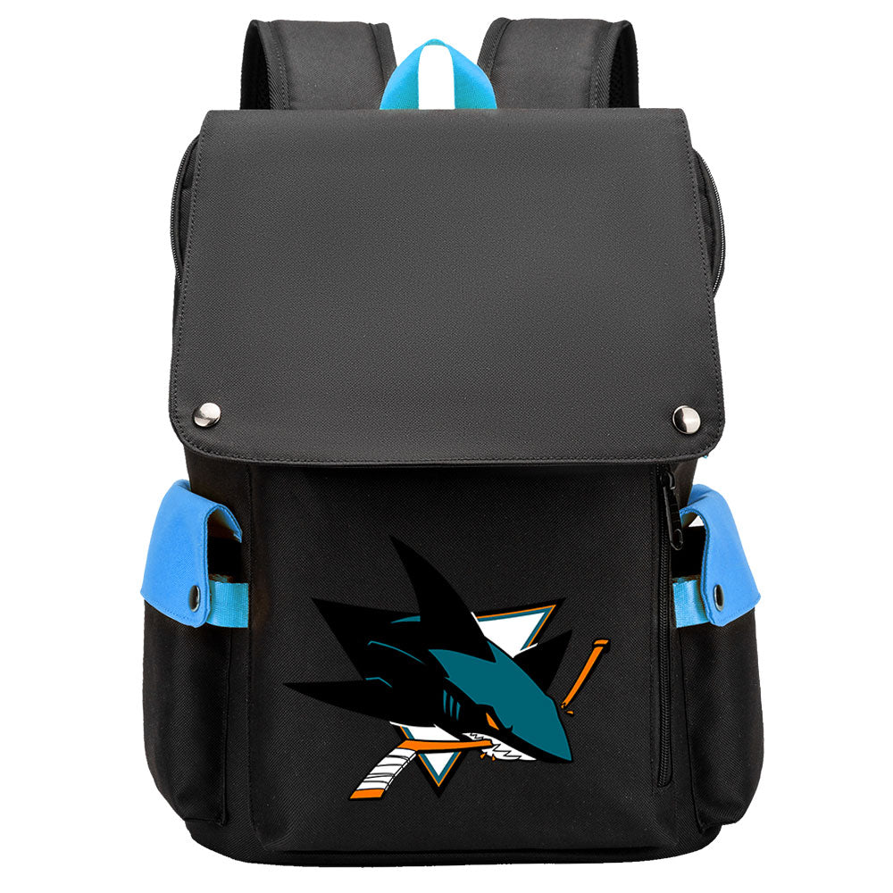 San Jose Sharks Hockey Team School Backpack Oxford Laptop Bag