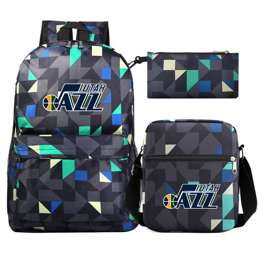 Utah Jazz Basketball School Backpack Shoulder Bag Pencil Bags 3pcs Set