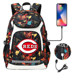 Cincinnati Reds Backpack School Notebook Travel Bags With USB