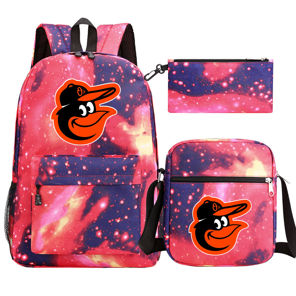 Baltimore Orioles Baseball School Backpack Shoulder Bag Pencil Bags 3pcs Set