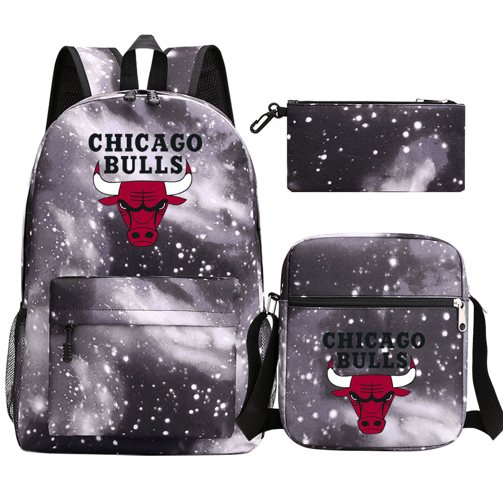 Chicago Bulls Basketball School Backpack Shoulder Bag Pencil Bags 3pcs Set