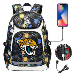 Jacksonville Jaguars Football Rugby Backpack School Notebook Travel Bags With USB