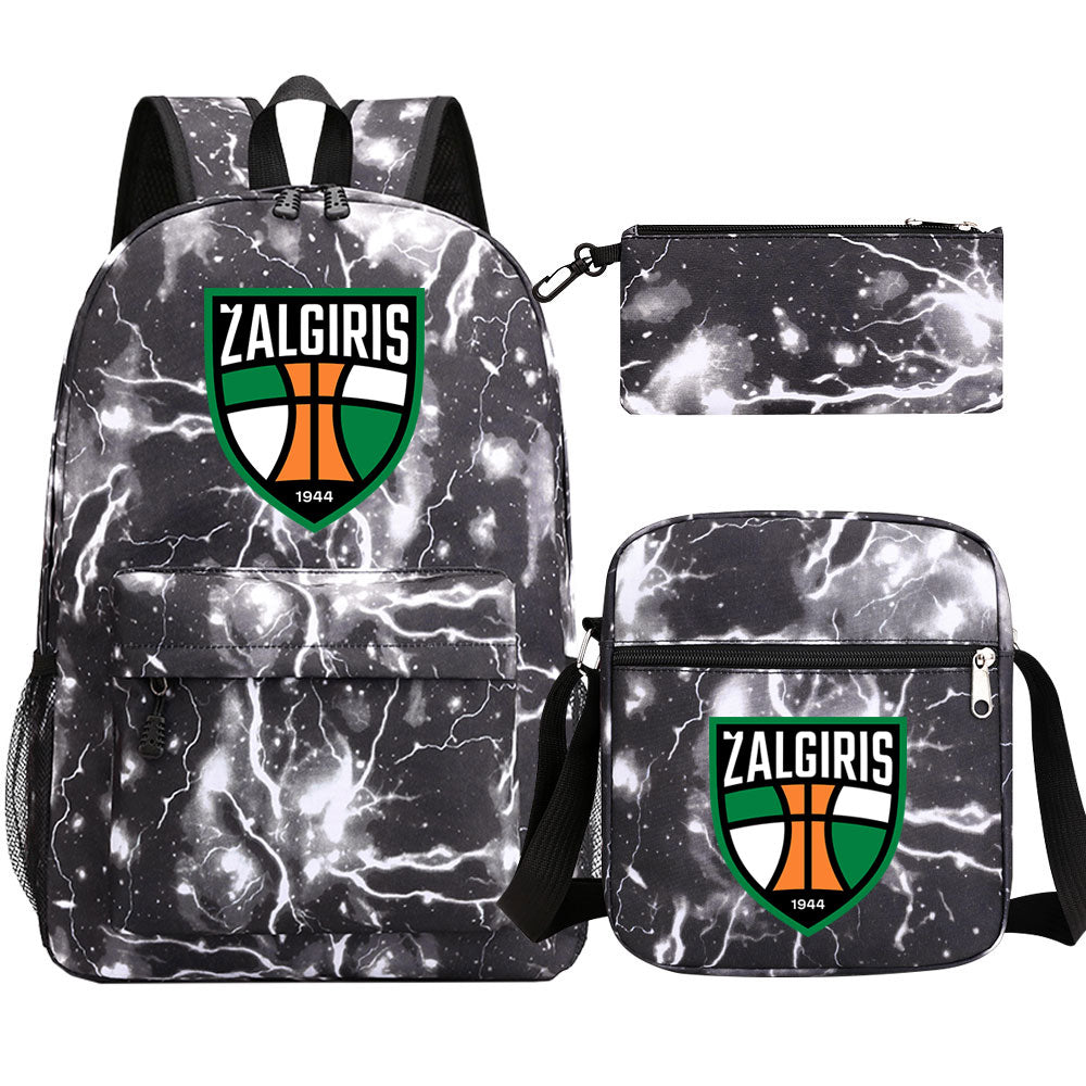 Zalgiris Basketball School Backpack Shoulder Bag Pencil Bags 3pcs Set