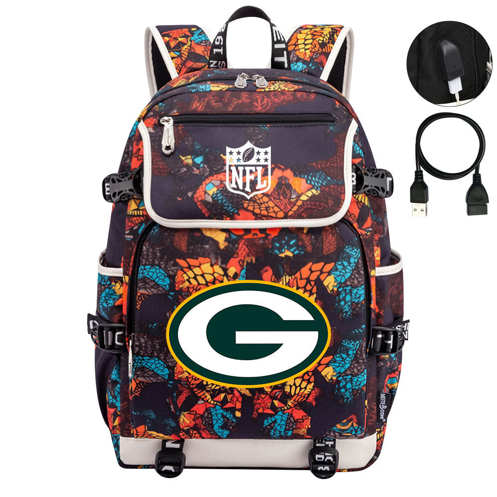 Green Bay Packers Football Team Rugby Backpack School Notebook Travel Bag