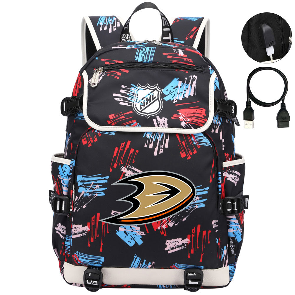 Anaheim Ducks Hockey Team Backpack School Notebook Travel Bags