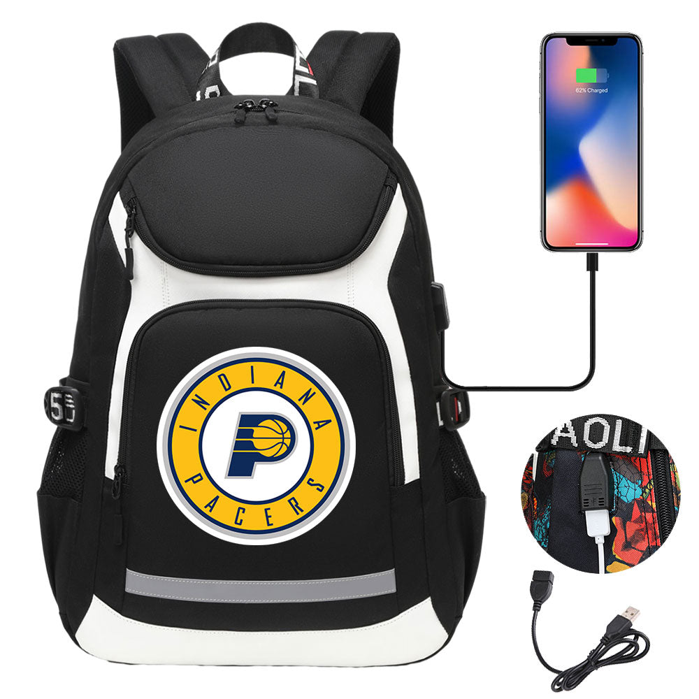 Indiana Pacers Backpack School Notebook Travel Bags With USB