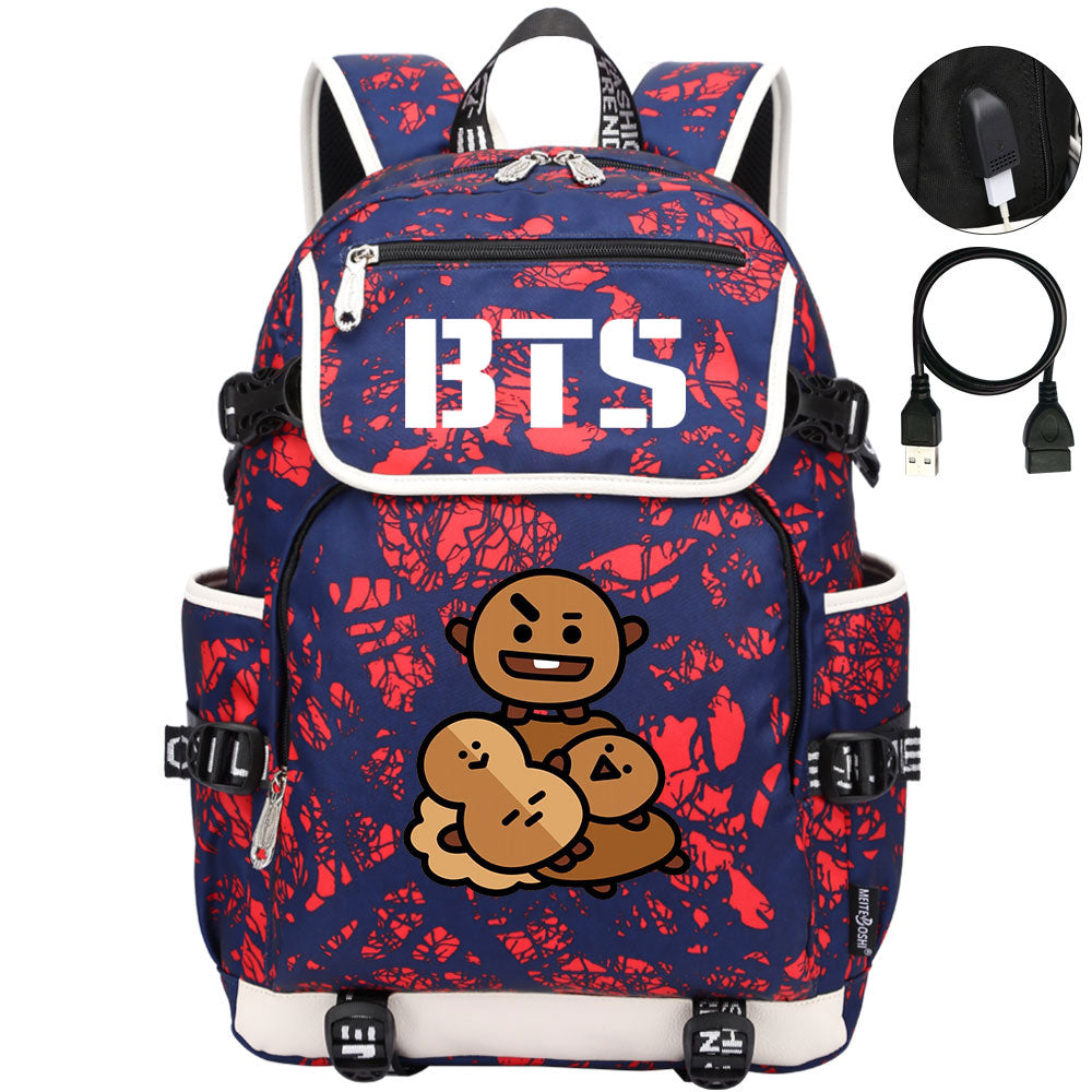 BTS Shooky Backpack School Notebook Travel Bags