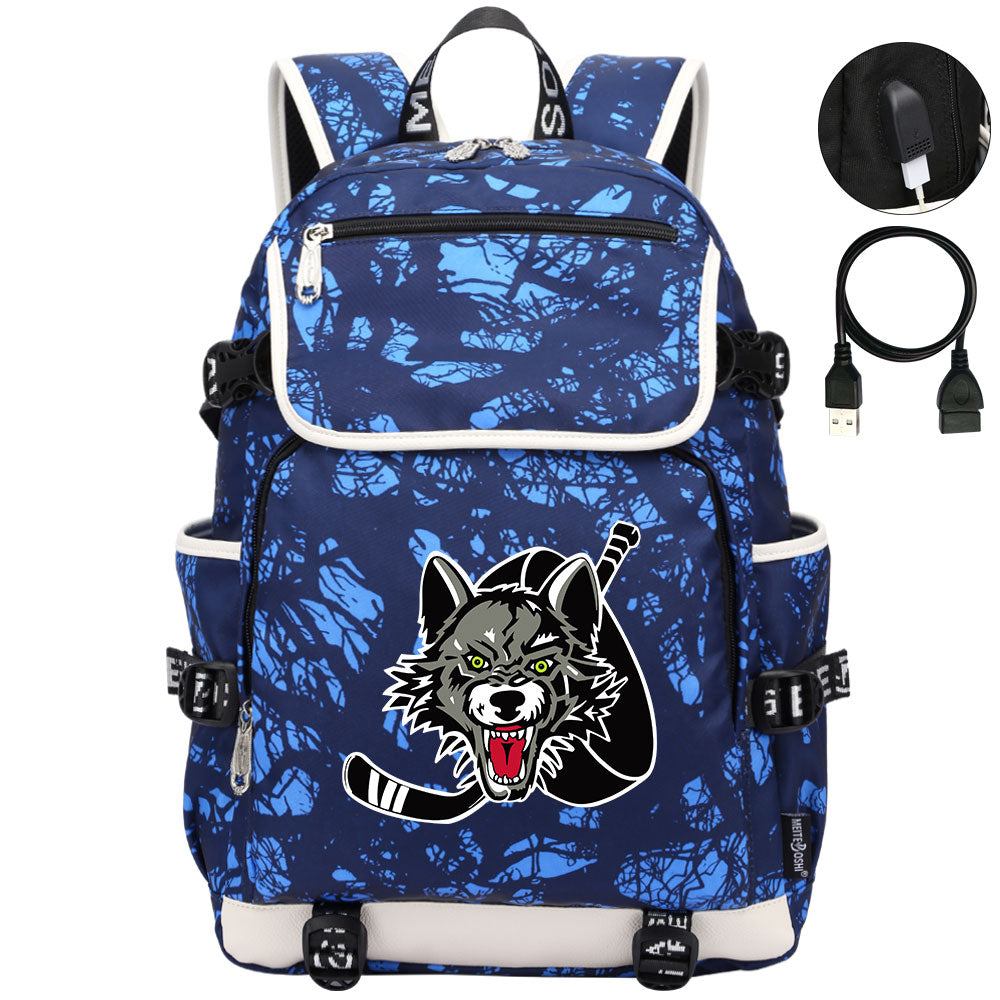 Chicago Wolves Hockey League Backpack School Notebook Travel Bag