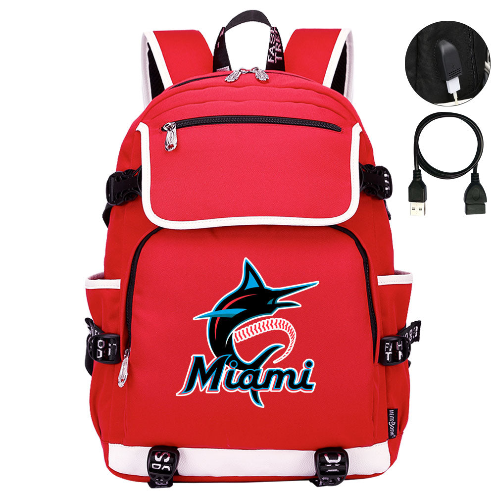 Miami Marlins Backpack School Notebook Travel Bags