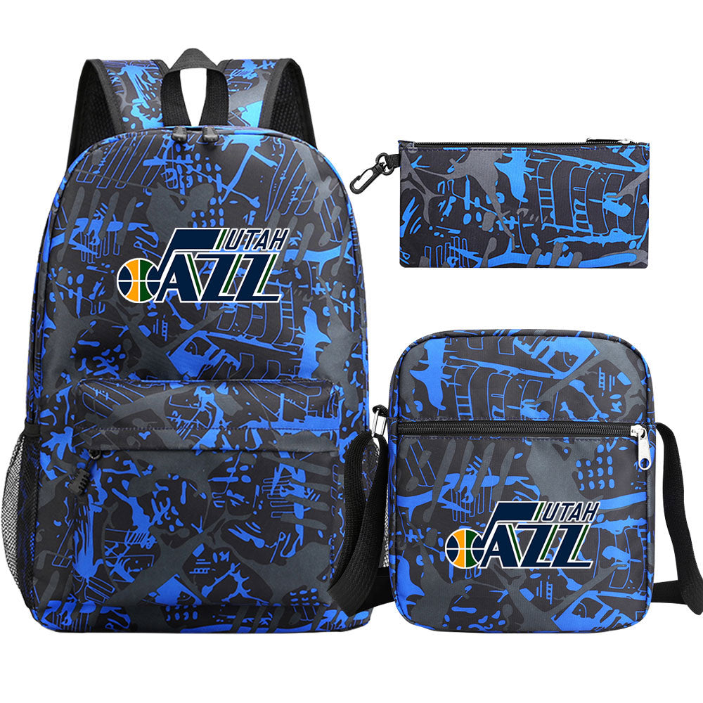 Utah Jazz Basketball School Backpack Shoulder Bag Pencil Bags 3pcs Set