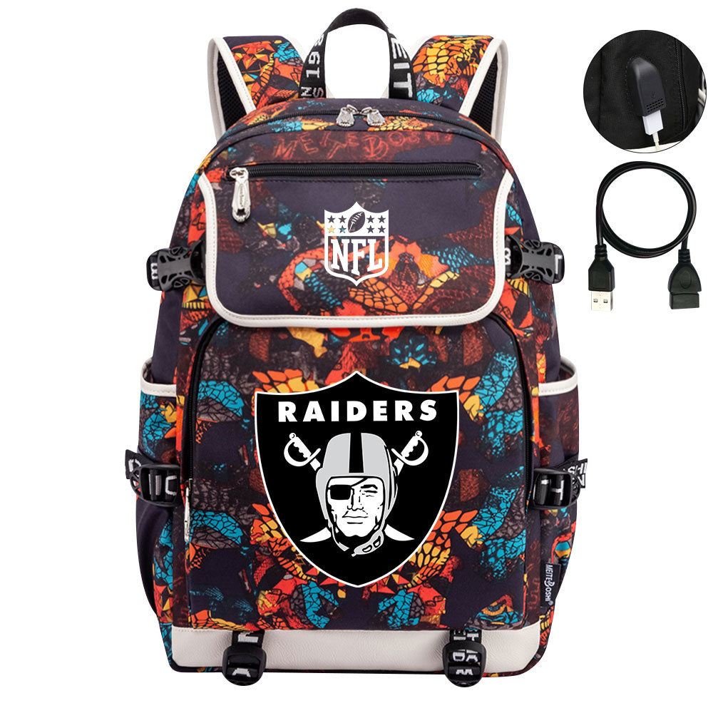 Oakland Raiders Football Rugby Backpack School Notebook Travel Bags