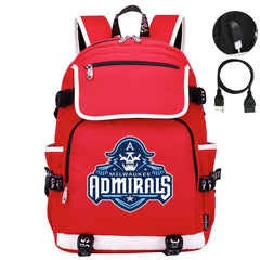 Milwaukee Admirals Hockey League Backpack School Notebook Travel Bag