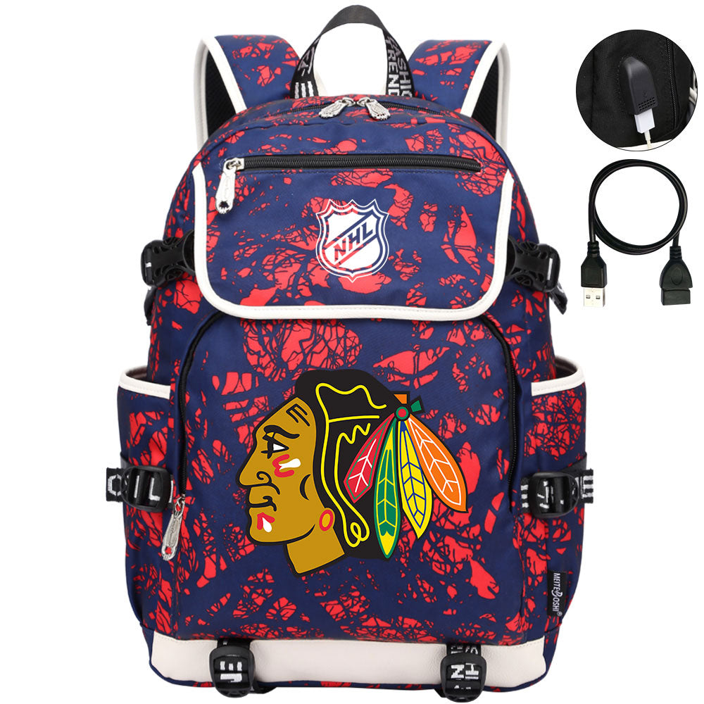 Chicago Blackhawks Hockey League Backpack School Notebook Travel Bag