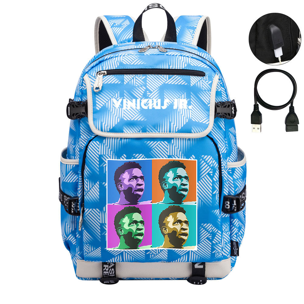 Vinicius Junior FC Backpack School Notebook Travel Bags