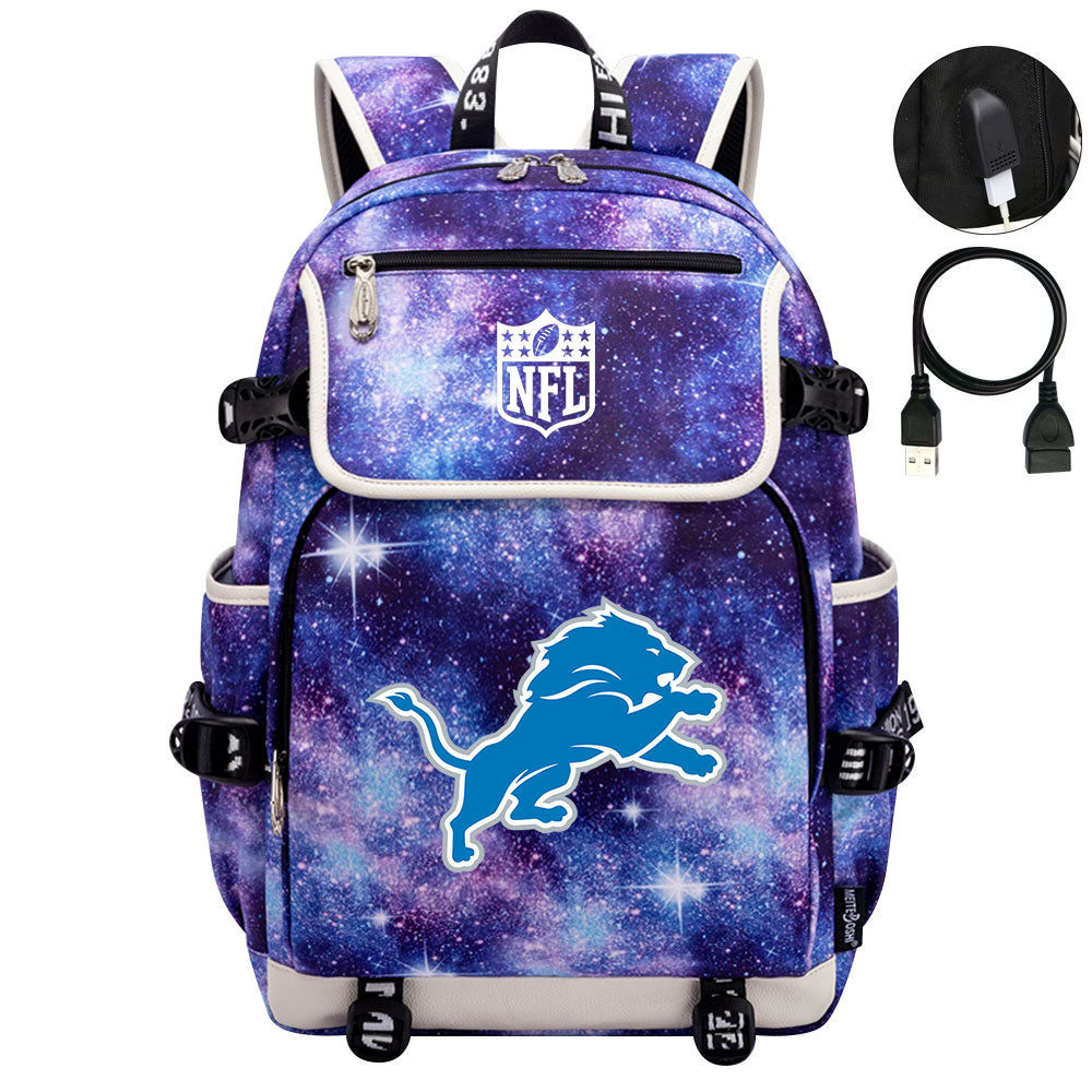 Detroit Lions Football Team Rugby Backpack School Notebook Travel Bag