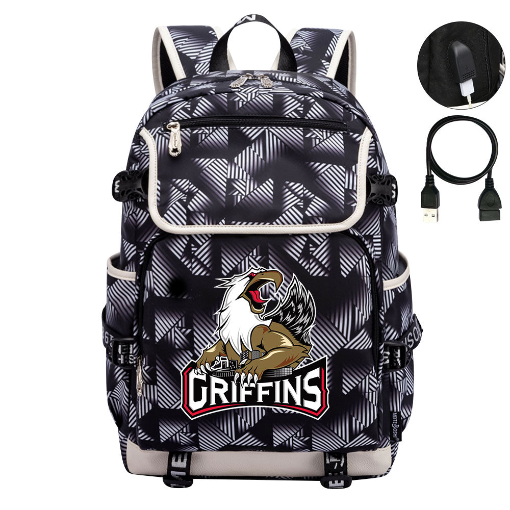 Grand Rapids Griffins Hockey League Backpack School Notebook Travel Bag