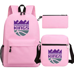 Sacramento Kings Basketball School Backpack Shoulder Bag Pencil Bags 3pcs Set
