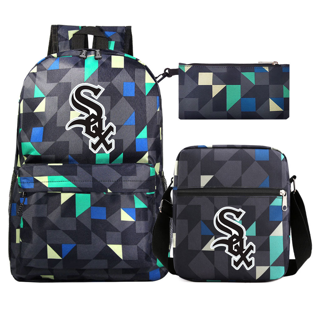 Chicago White Sox Baseball School Backpack Shoulder Bag Pencil Bags 3pcs Set