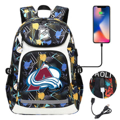 Colorado Avalanche Hockey League Backpack School Notebook Travel Bags With USB