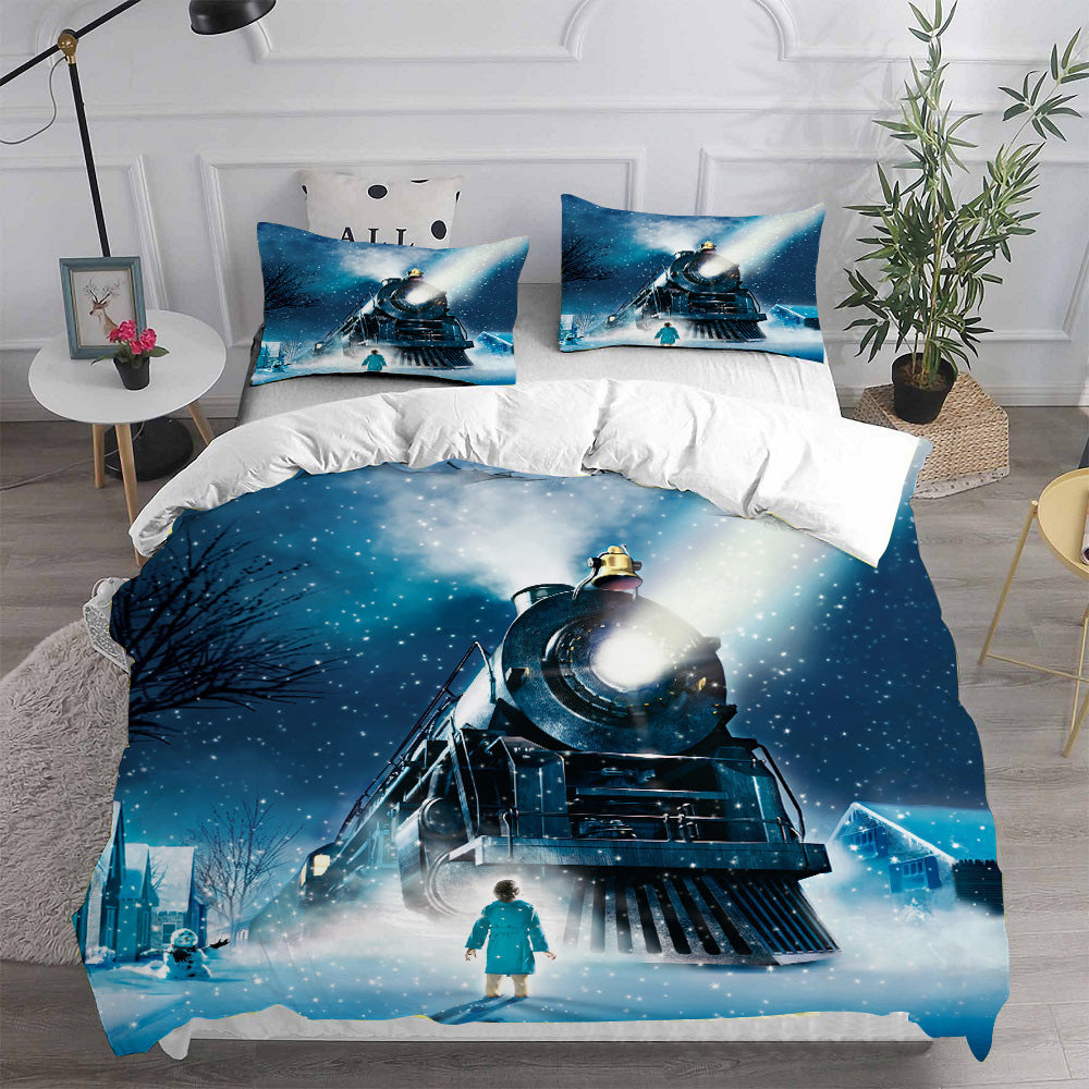 The Polar Express Cosplay Bedding Set Duvet Cover Pillowcases Halloween Home Decor