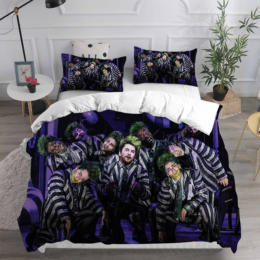 Beetlejuice Cosplay Bedding Set Duvet Cover Pillowcases Halloween Home Decor