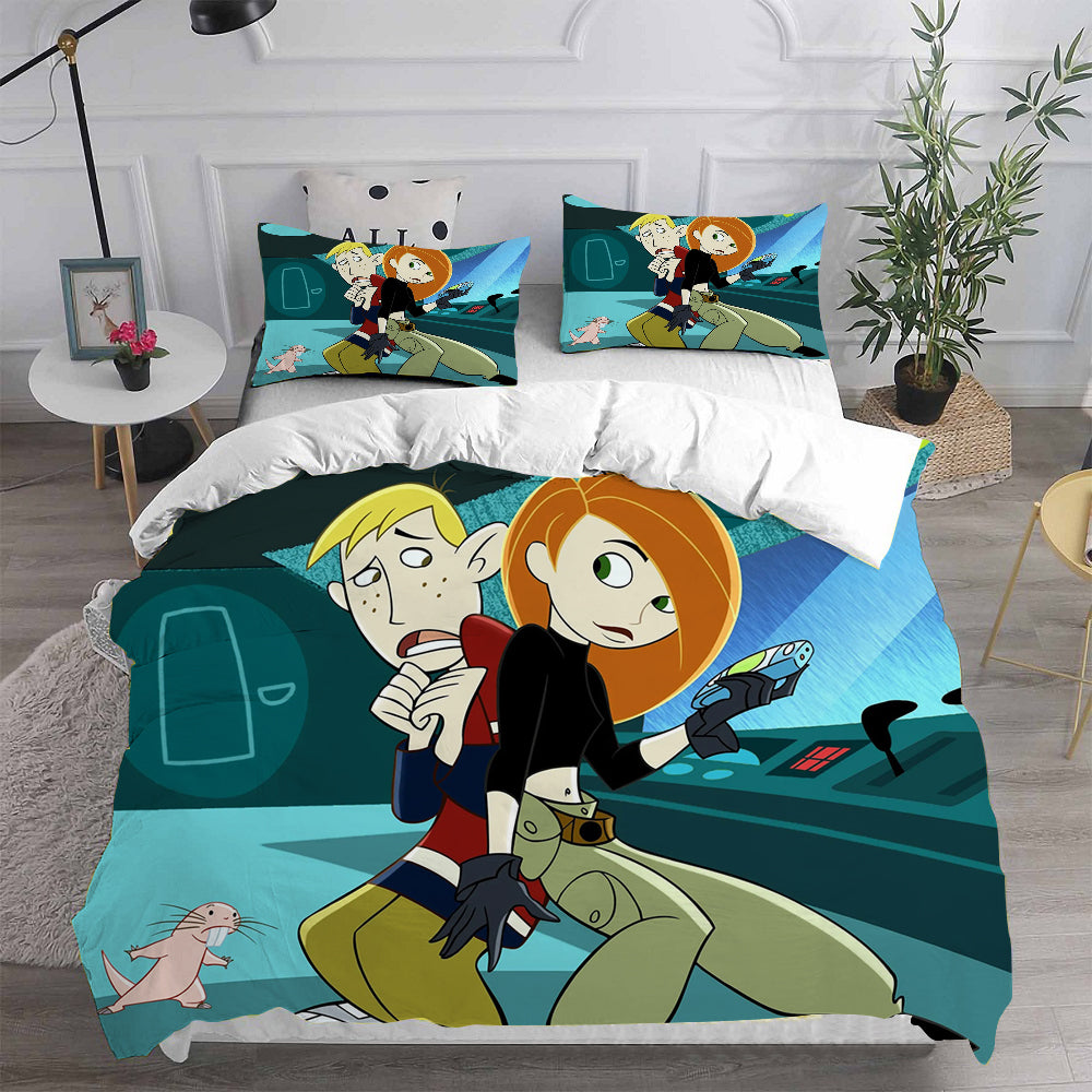 Kim Possible Cosplay Bedding Set Duvet Cover Pillowcases Halloween Home Decor