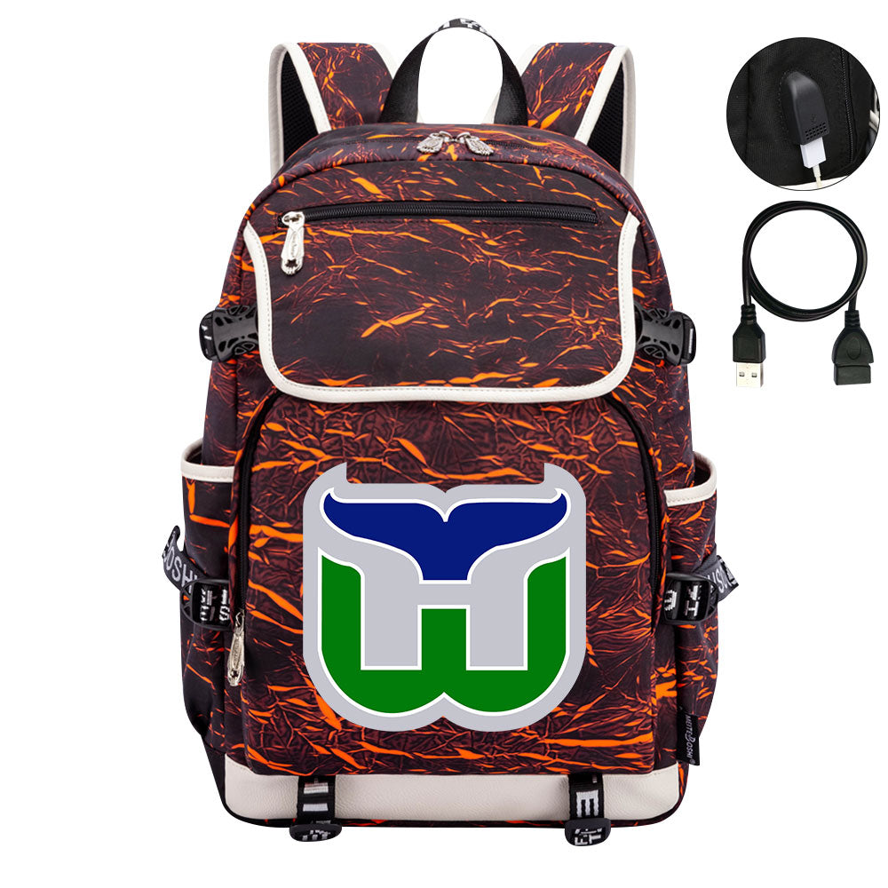 Hartford Whalers Hockey League Backpack School Notebook Travel Bag