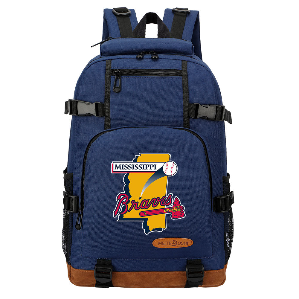Mississippi Braves Waterproof Backpack School Notebook Travel Bag