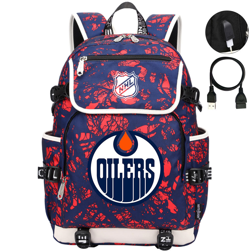 Edmonton Oilers Hockey League Backpack School Notebook Travel Bag