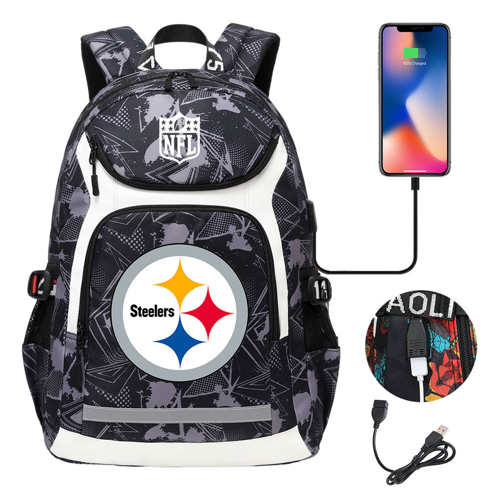 Pittsburgh Steelers Football Rugby Backpack School Notebook Travel Bags With USB