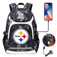 Pittsburgh Steelers Football Rugby Backpack School Notebook Travel Bags With USB