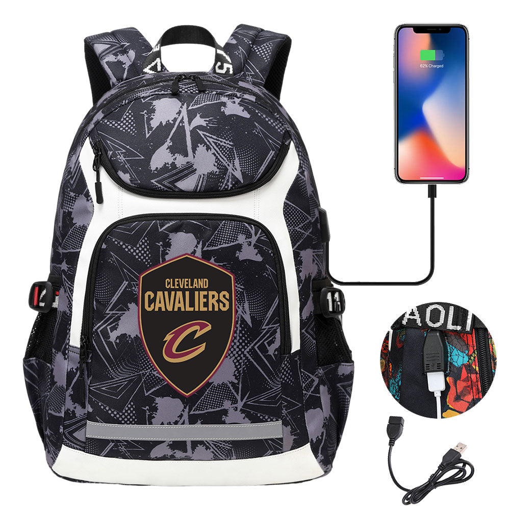 Cleveland Cavaliers Backpack School Notebook Travel Bags With USB